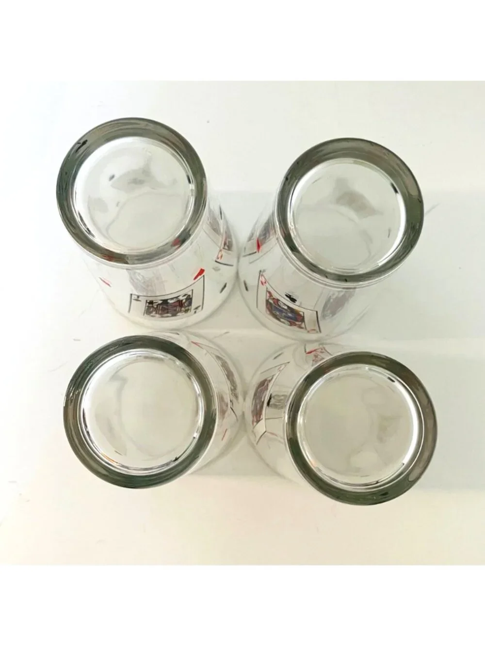 Vintage 1970s Luminarc France Poker Card Party Beer Pint Glasses MCM Barware